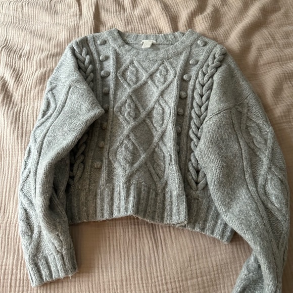 Oversized grey knit chunky sweater - Picture 3 of 4